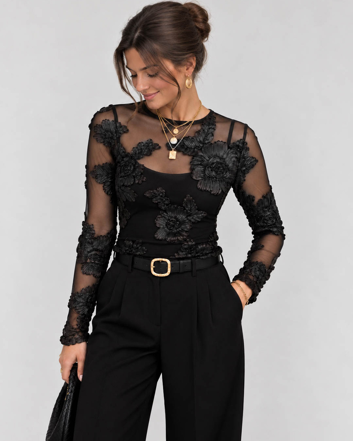 JDY Jdycasablanca Black L/S Top Dia - Sort - S