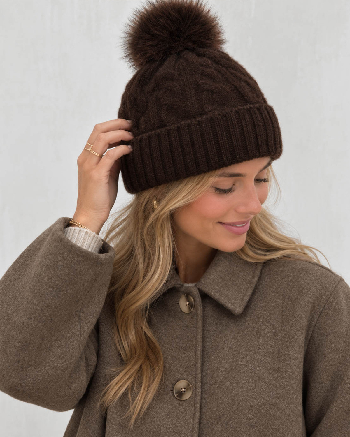 Pieces Pcavia Hot Fudge Pompom Hood - Brun - One Size