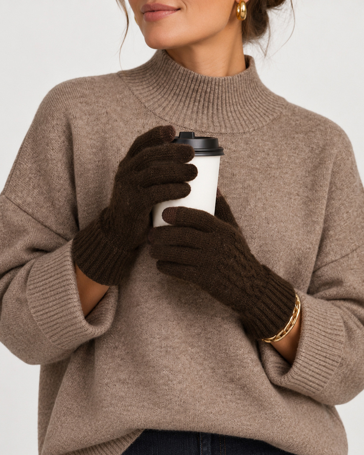 Pieces Pcavia Hot Fudge Gloves - Brun - One Size