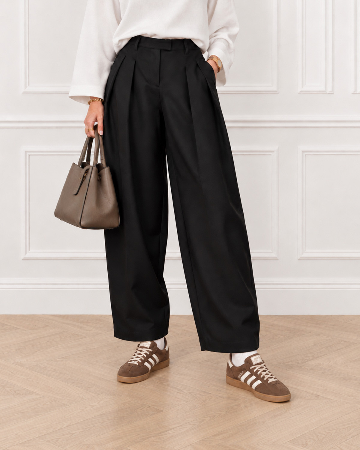 ONLY OnlKirsy Black Mw Pleat Barrel Pant - Sort - 42