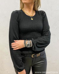 Pctinna Black Smock Blouse
