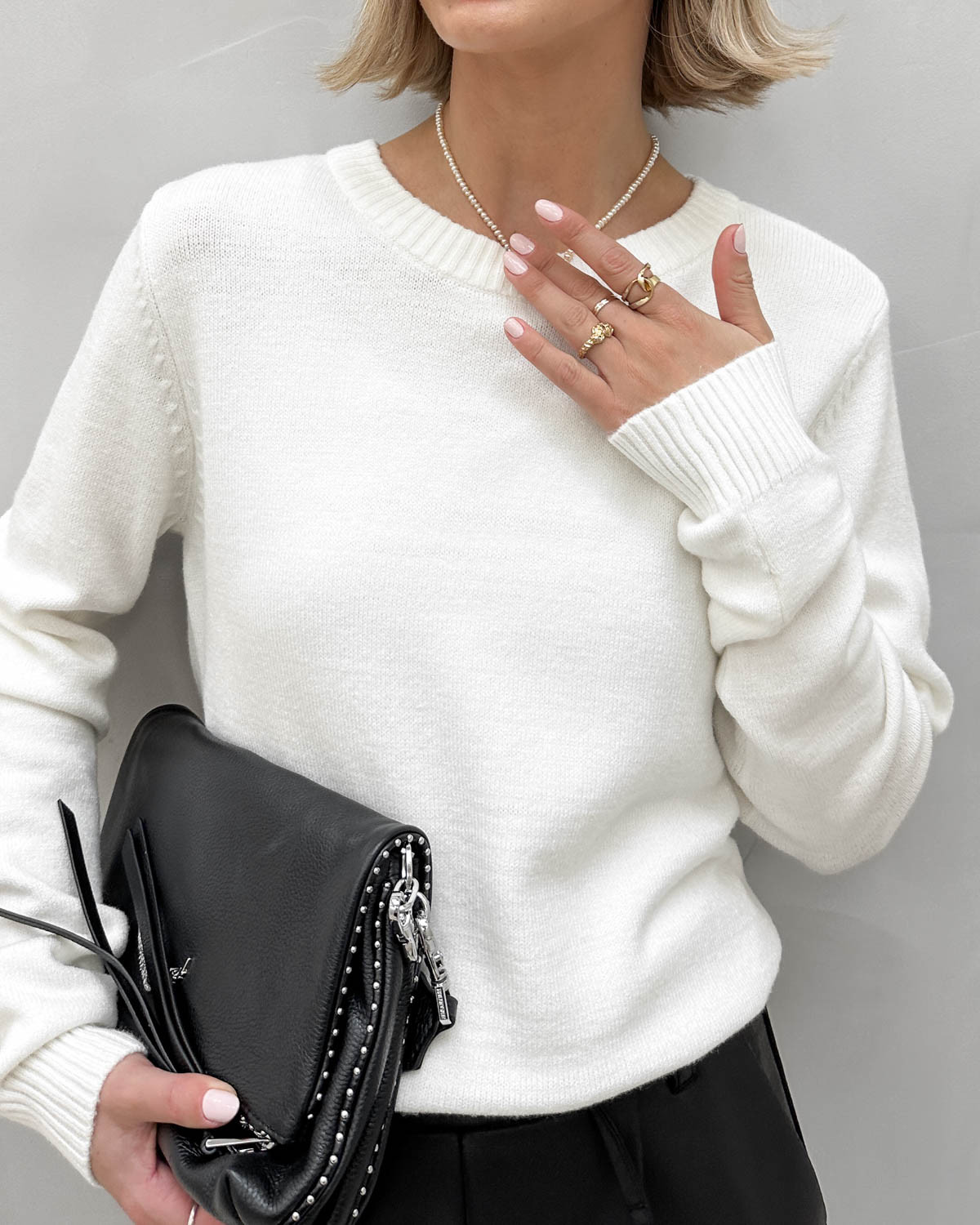 VILA Viril White Alyssum O-Neck Knit - L - Hvid