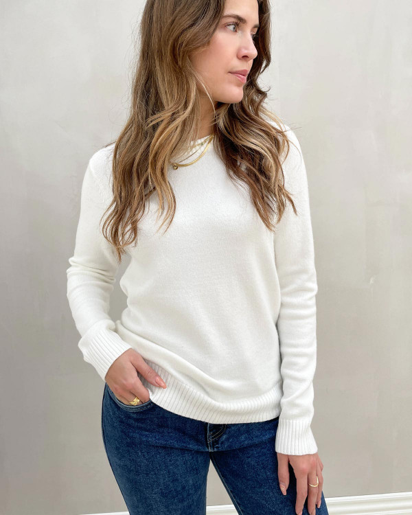 Vidalo O Neck L S Knit Top White Alyssum