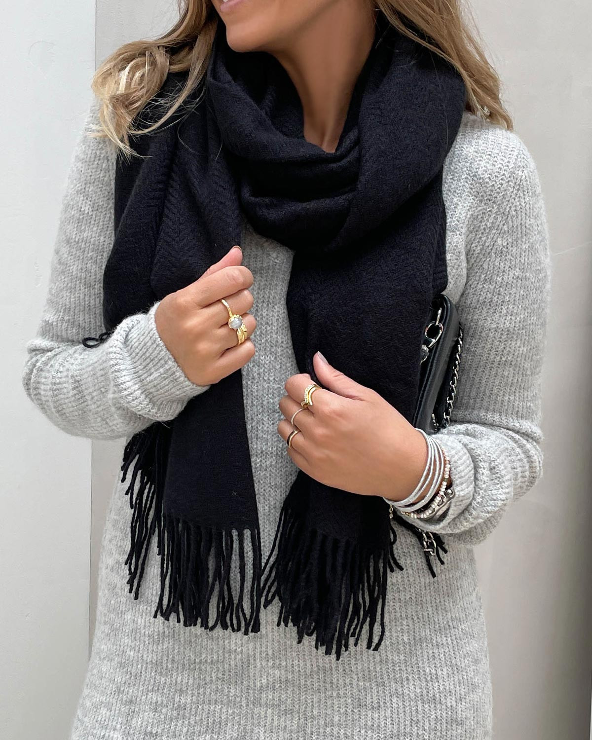 Pieces Pckial Black New Long Scarf - Sort - One Size