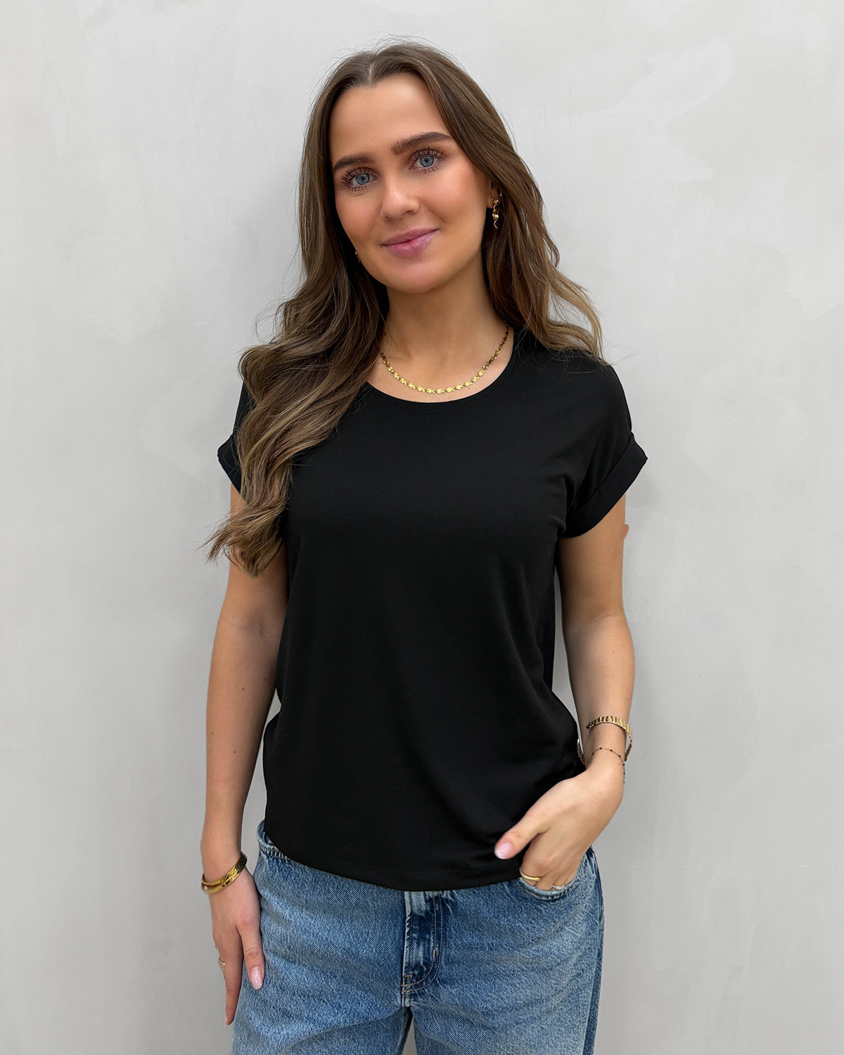 ONLY Onlmoster Black S/S O-Neck Top - S - Sort