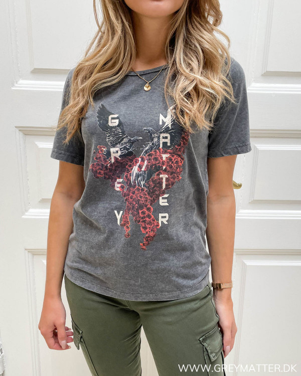 T-shirt med rund hals og ørnemotiv