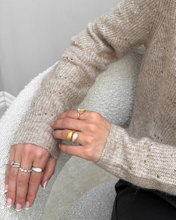 Onllolli Taupe Gray L/S Pullover Knit