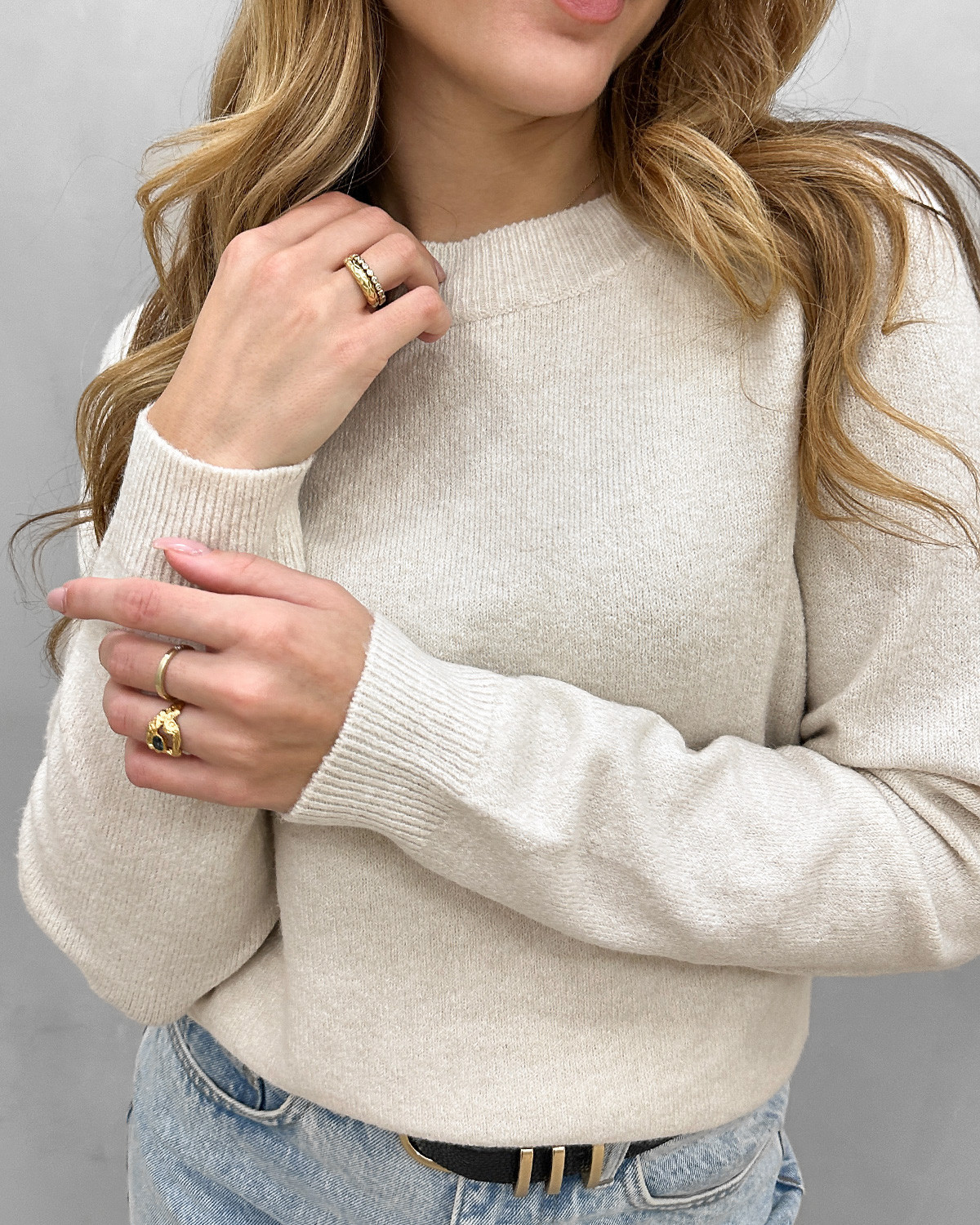 ONLY Onlrica Life Birch Pullover Knit - L - Beige