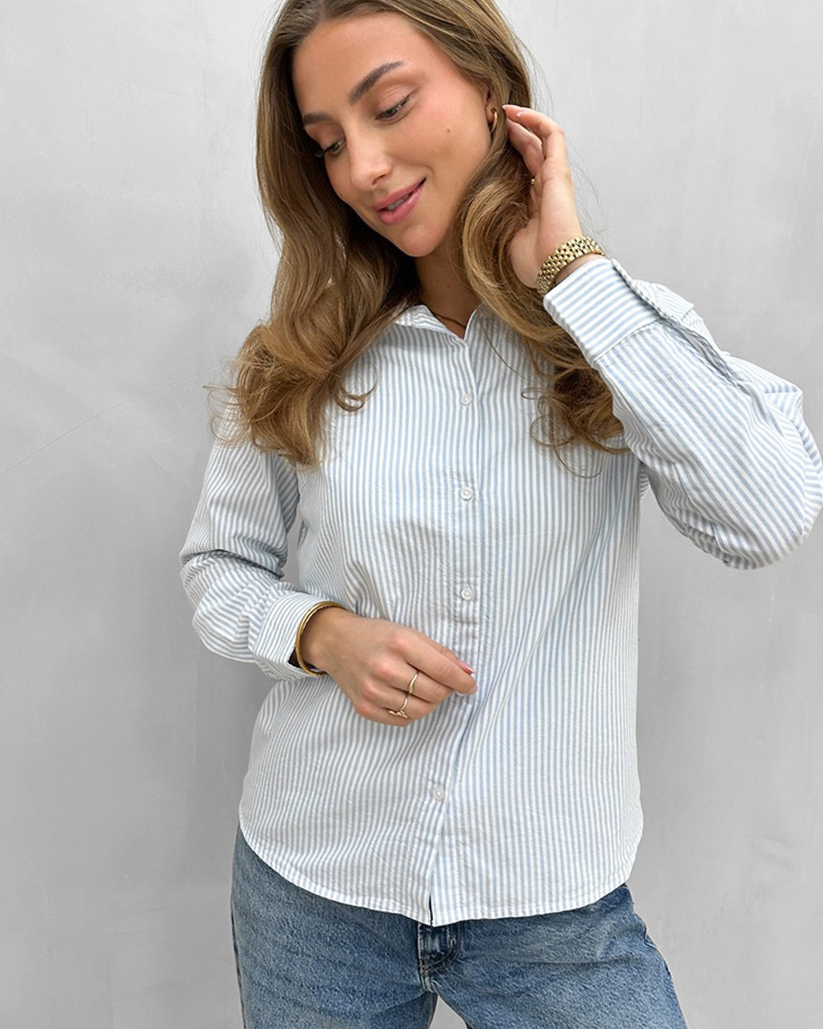 Pieces Pcirena Bright White Kentucky Blue Shirt - XL - Multifarvet
