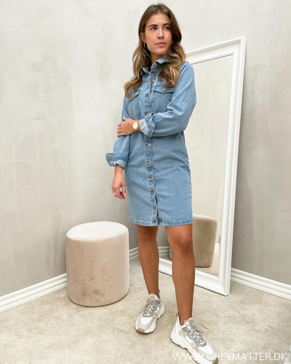 Pieces denimkjole i lyseblå