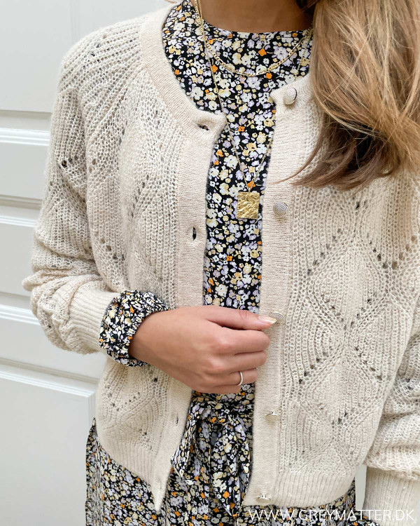 Second Female Cardigan - Karla Strik Cardigan i Pumice Stone