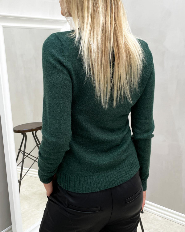 Viril O Neck L S Knit Top Pineneedle Detail Dark Melange main image 0