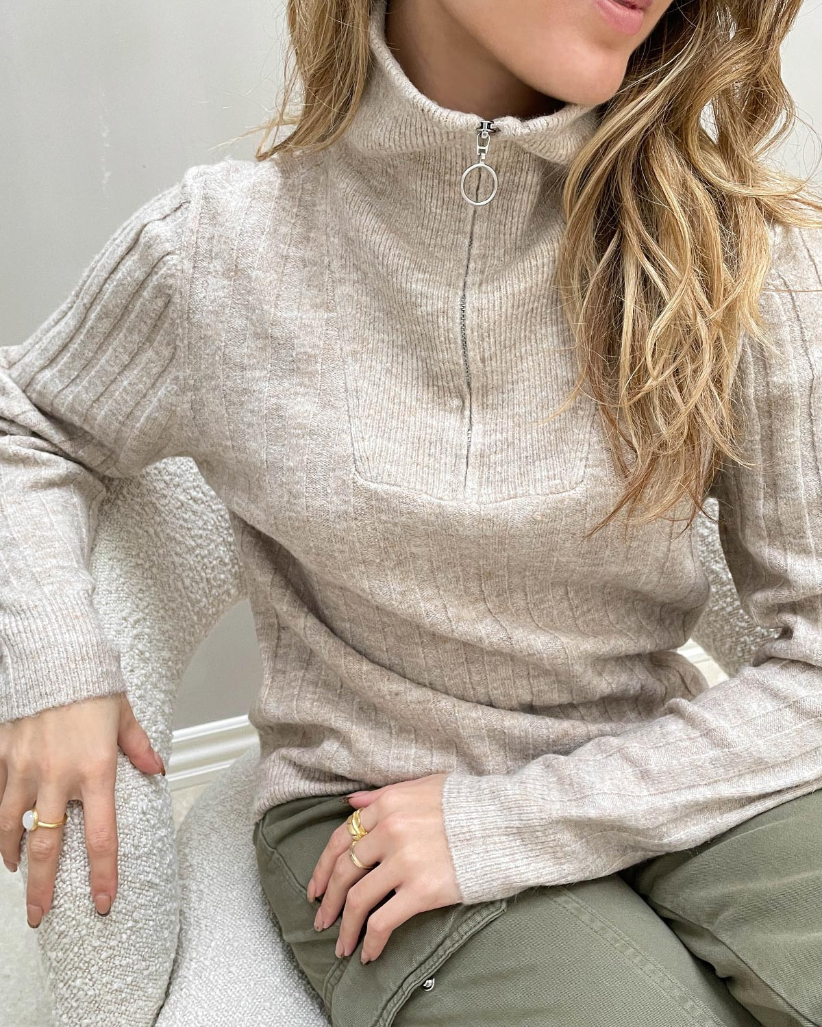 ONLY Dames Onlelsa L/S KNT Pullover, Detail:w White Melange/Pumice Stone, XL