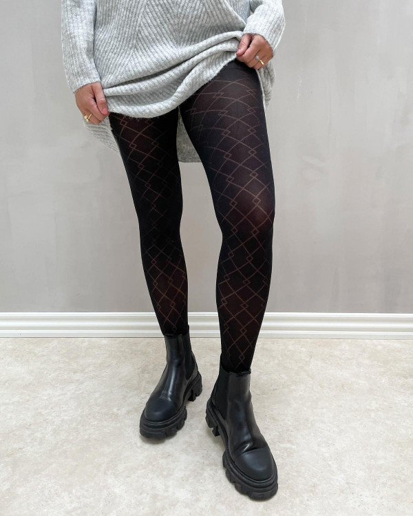 Argyle Pattern Ladies Tights - Classic Geometric Tights In Grey, Brown & Black