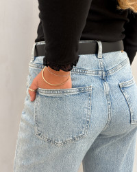 Sort ribbluse til damer med blonde detaljer