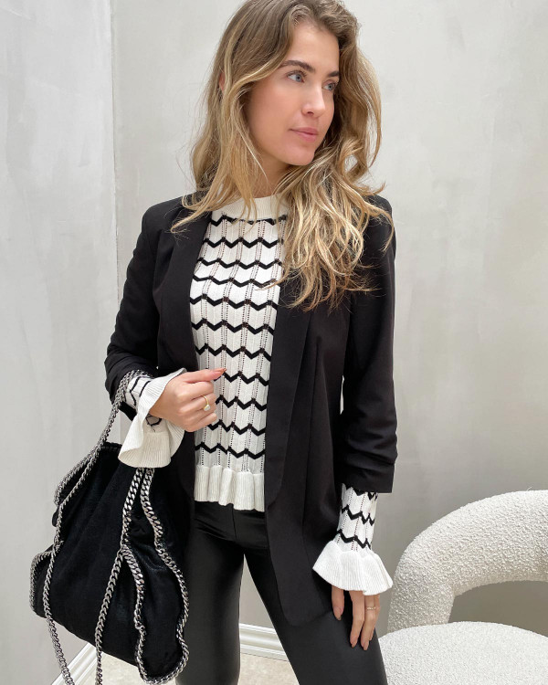 Sort blazer i klassisk design til damer