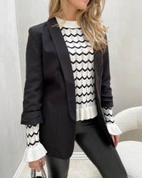 Sort blazer i klassisk design til damer