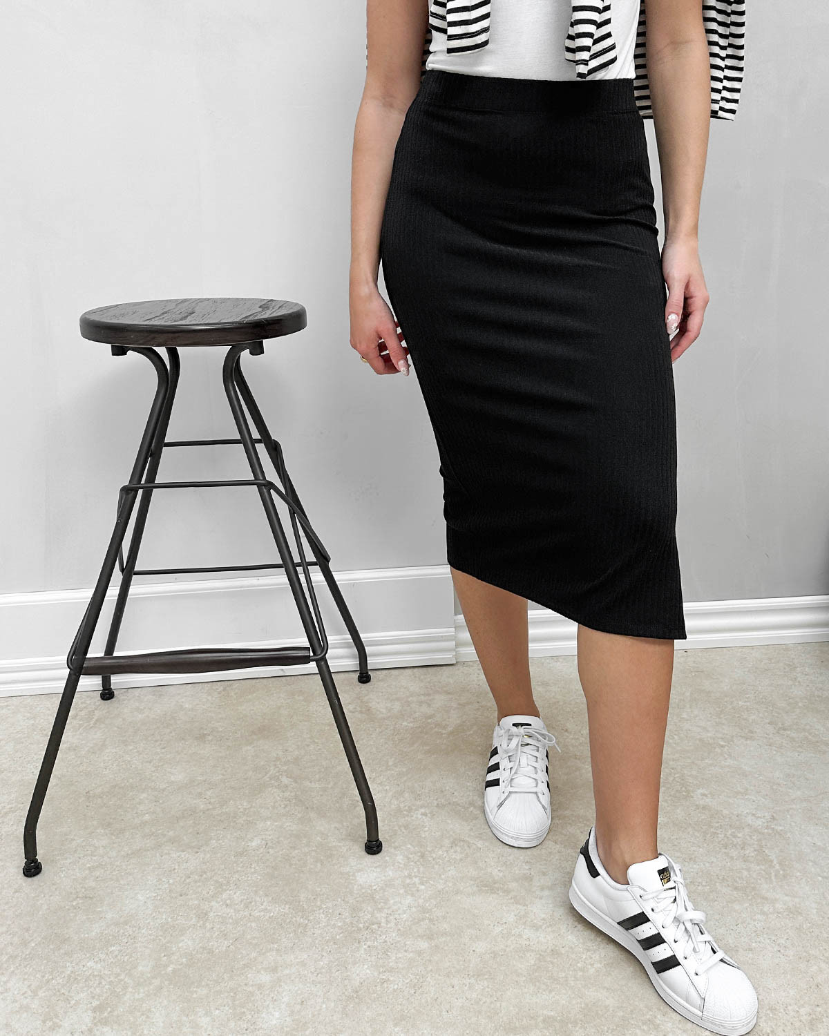 ONLY Onlemma Black Slit Skirt - S - Sort