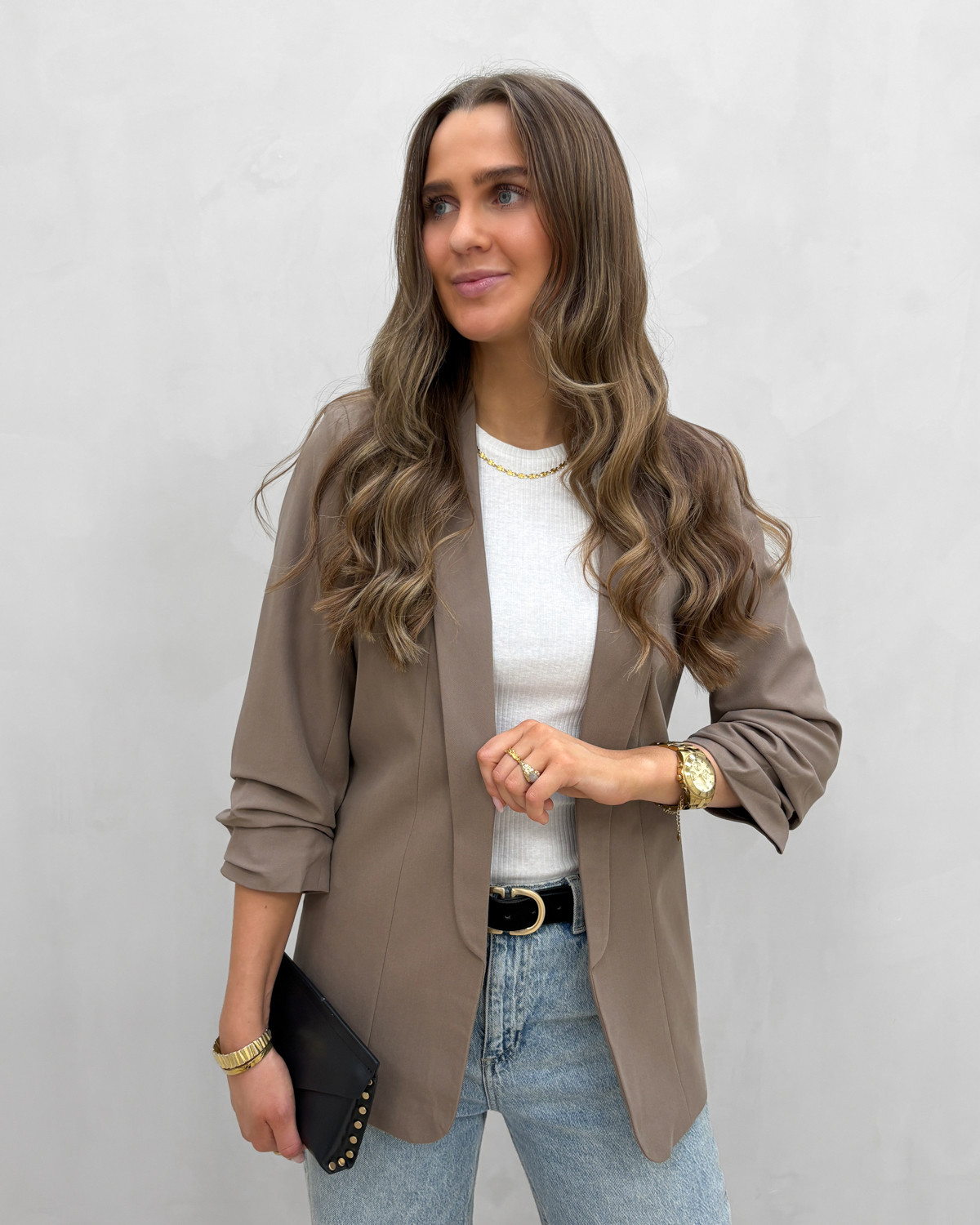 Pieces Pcbosella Fossil 3/4 Blazer - XL - Brun