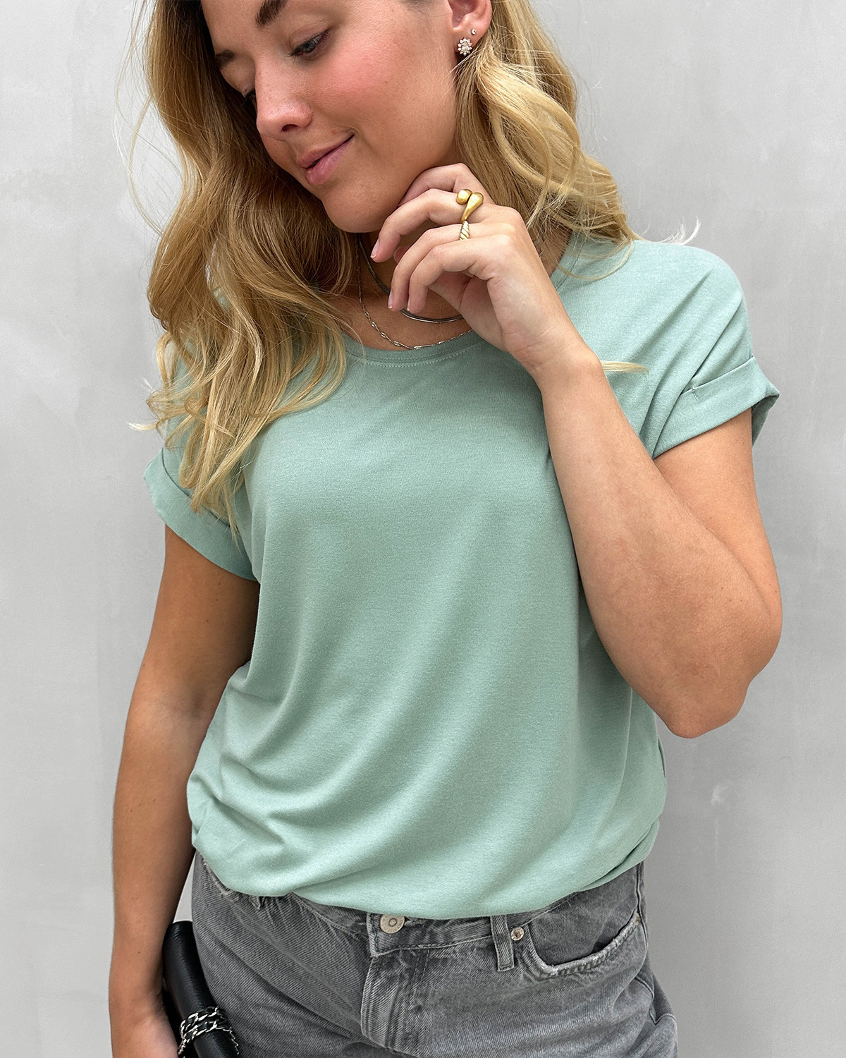 ONLY Onlmoster Jadeite S/S O-Neck Top - S - Grøn