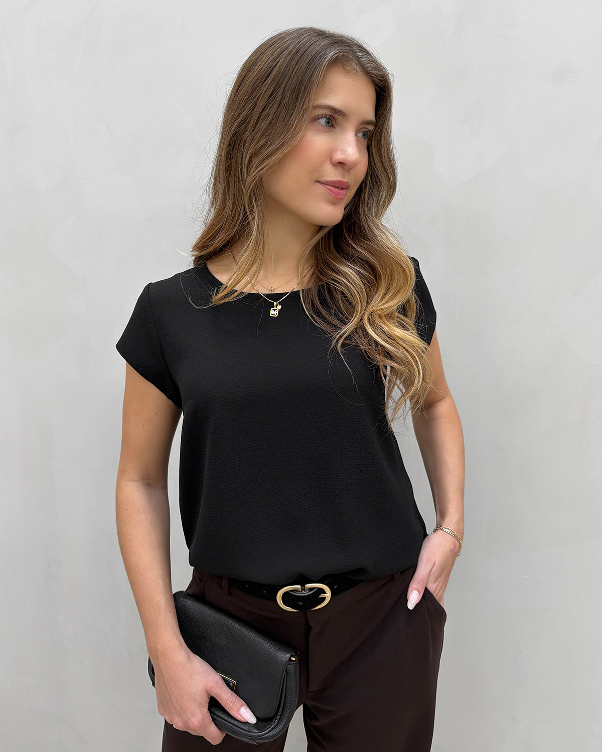 ONLY Onlvic Black S/S Solid Top - 44 - Sort