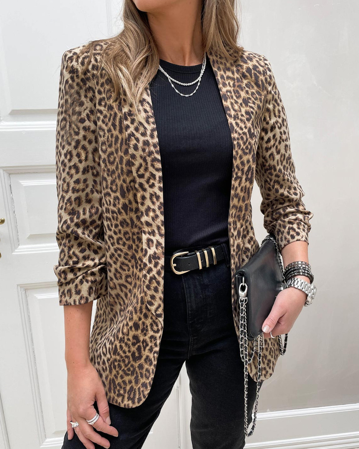 Pieces Pcbosella Natural Leo 3/4 Printed Blazer - XS - Beige