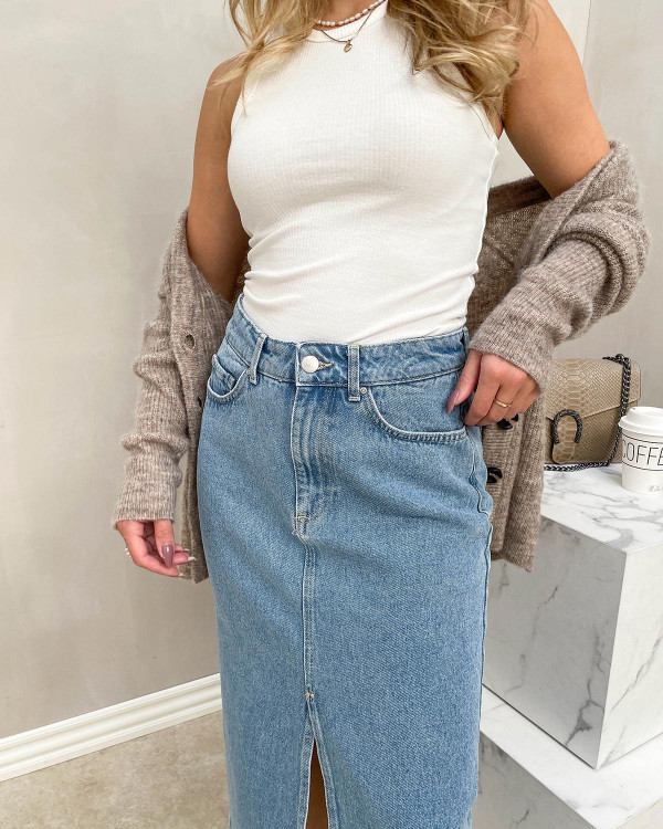 Gonna Denim ONLY ONLBIANCA - 100% Cotone Con Chiusura Bottoni E Zip - Stile Casual E Comoda - Foto 3