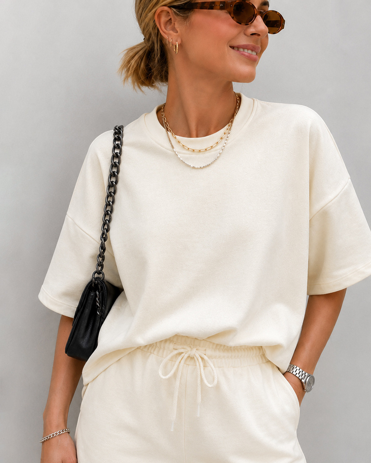 Pieces Pcchilli White Pepper Summer 2/4 Loose Sweat - XS - Brun