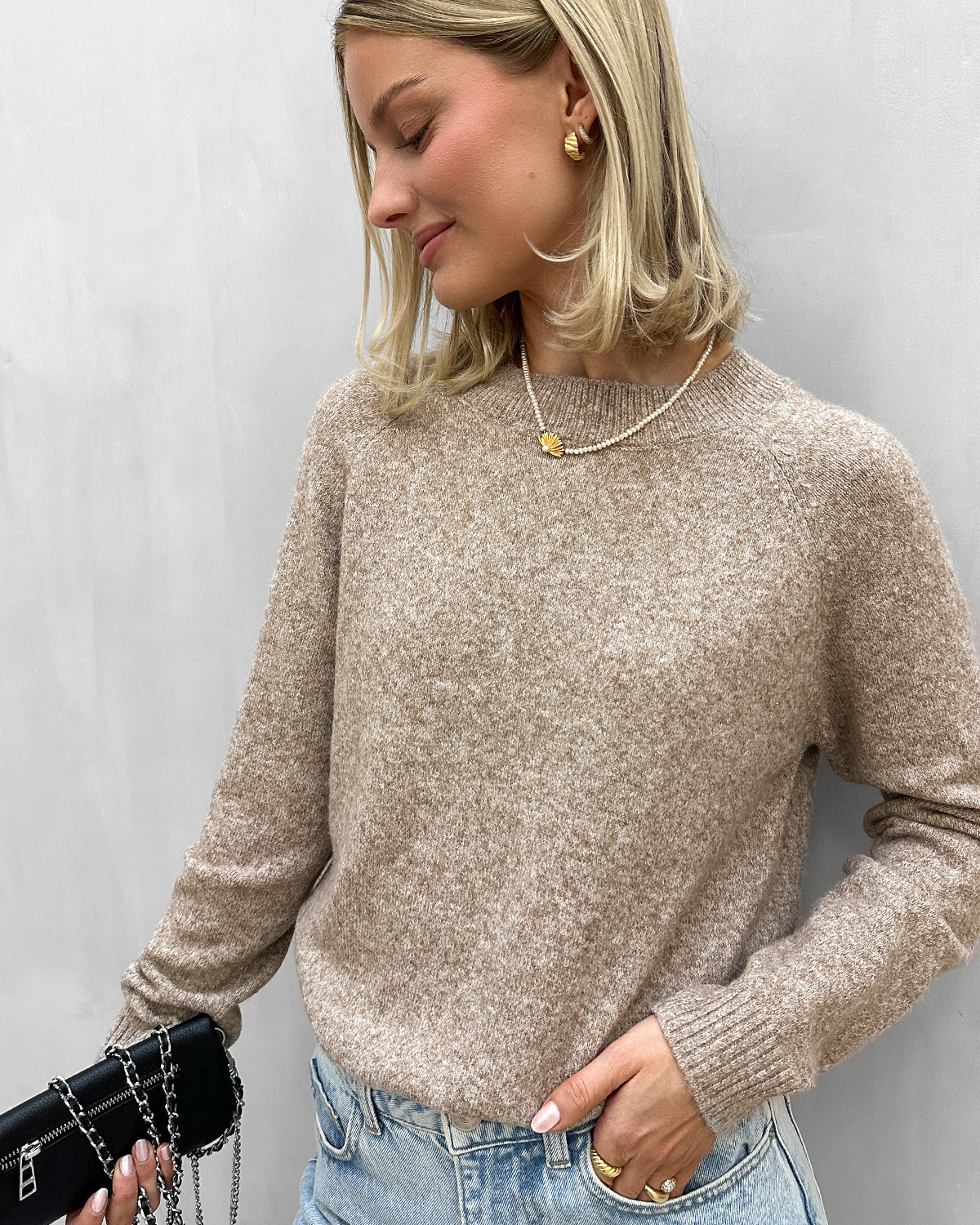 Vero Moda Vmdoffy Sepia Tint Melange Ls O-Neck Blouse - M - Brun