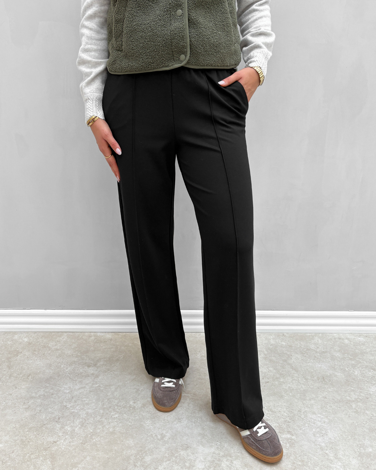 ONLY Onlpoptrash-Suki Black Life Mw Pants - L - Sort