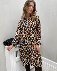 Leopard skjortekjole til damer