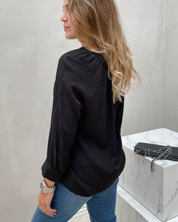 Sort bluse med struktur til damer