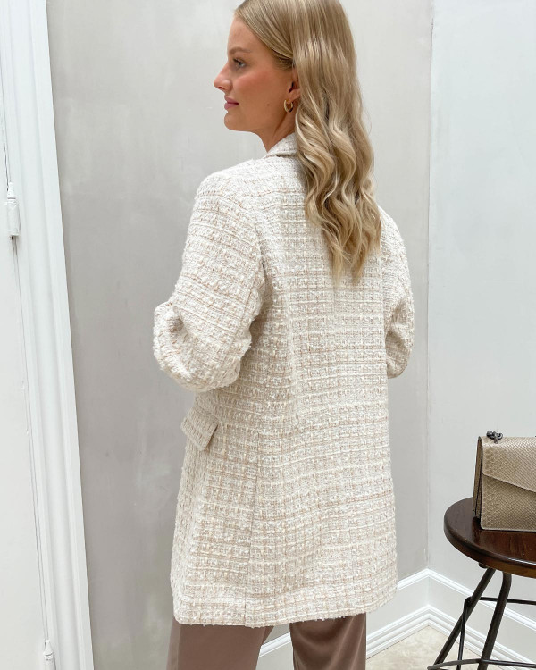 Tweed blazer jakke til damer