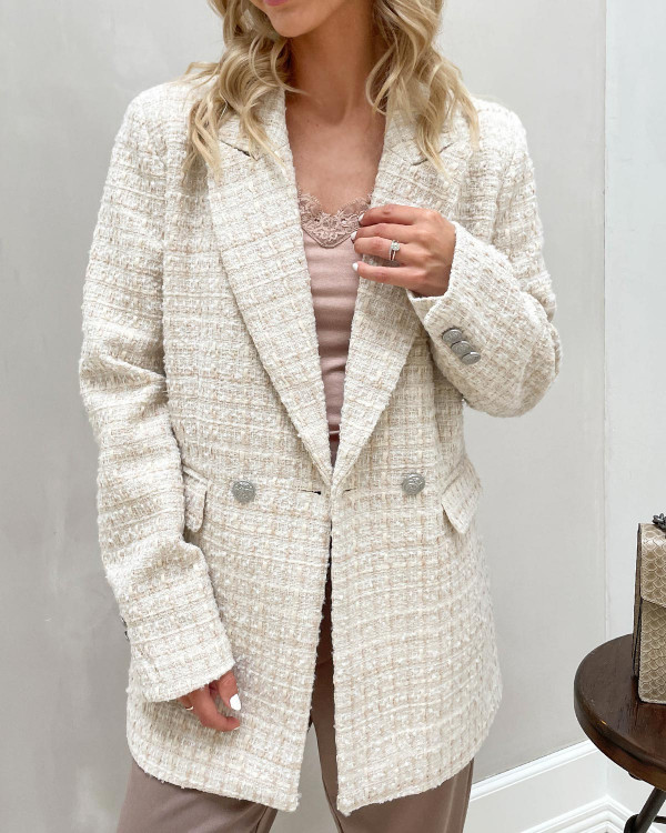 Tweed blazer jakke til damer