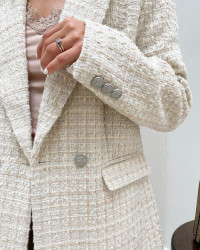 Tweed blazer jakke til damer