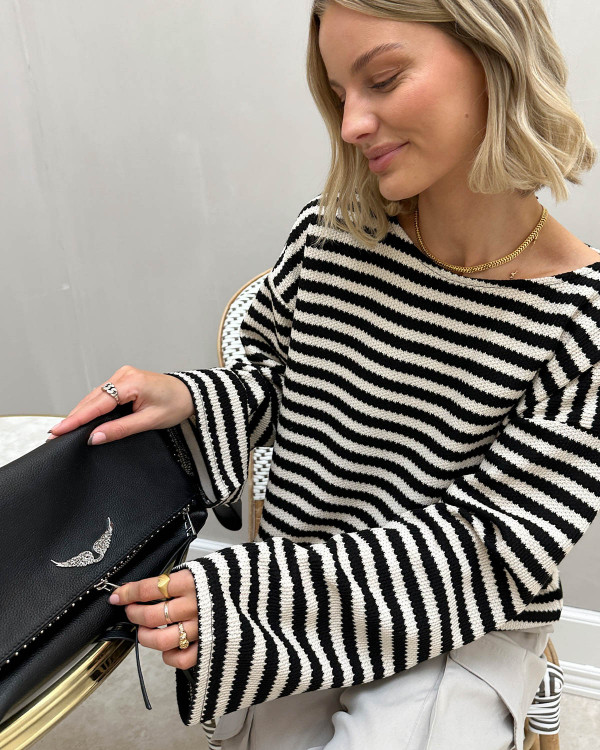 Bluse med striber til damer