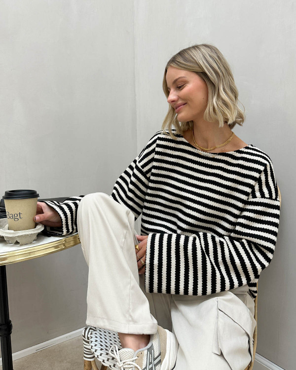 Bluse med striber til damer