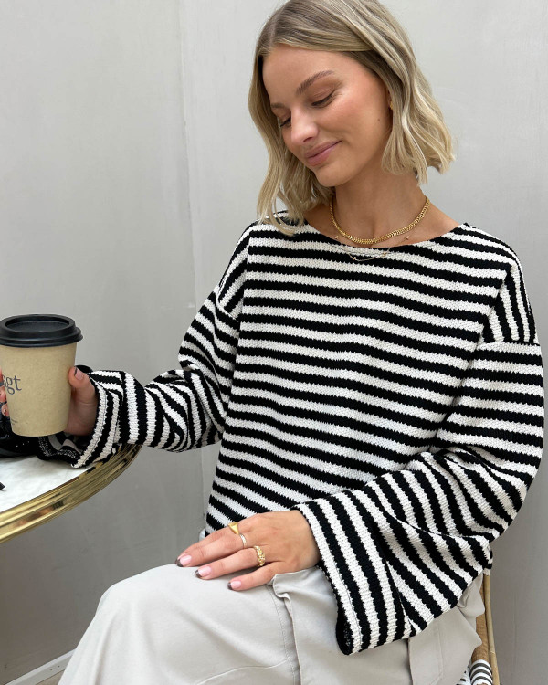 Bluse med striber til damer