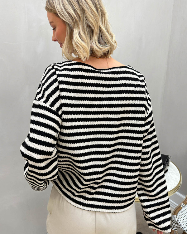 Bluse med striber til damer