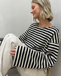 Bluse med striber til damer
