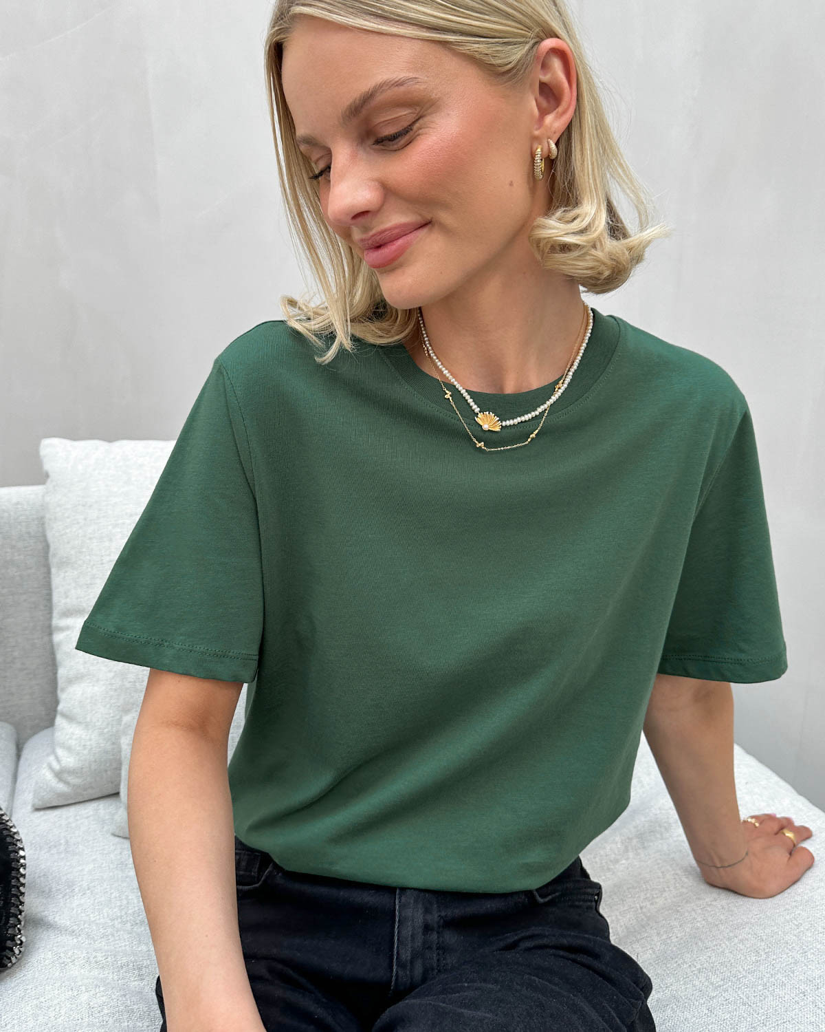 Pieces Pcria Trekking Green Ss Solid Tee - XL - Grøn