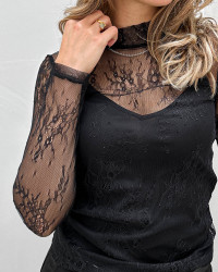 Sort blondebluse til damer