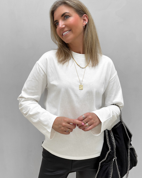 Hvid basis bluse med o-neck