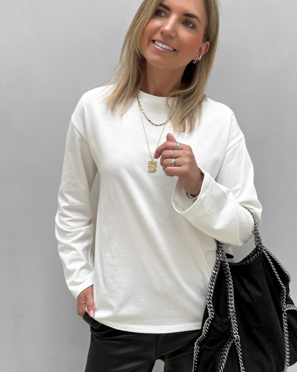Hvid basis bluse med o-neck