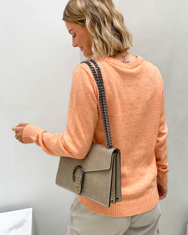 Orange strikbluse til damer