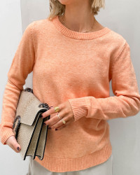 Orange strikbluse til damer