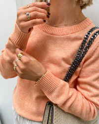 Orange strikbluse til damer