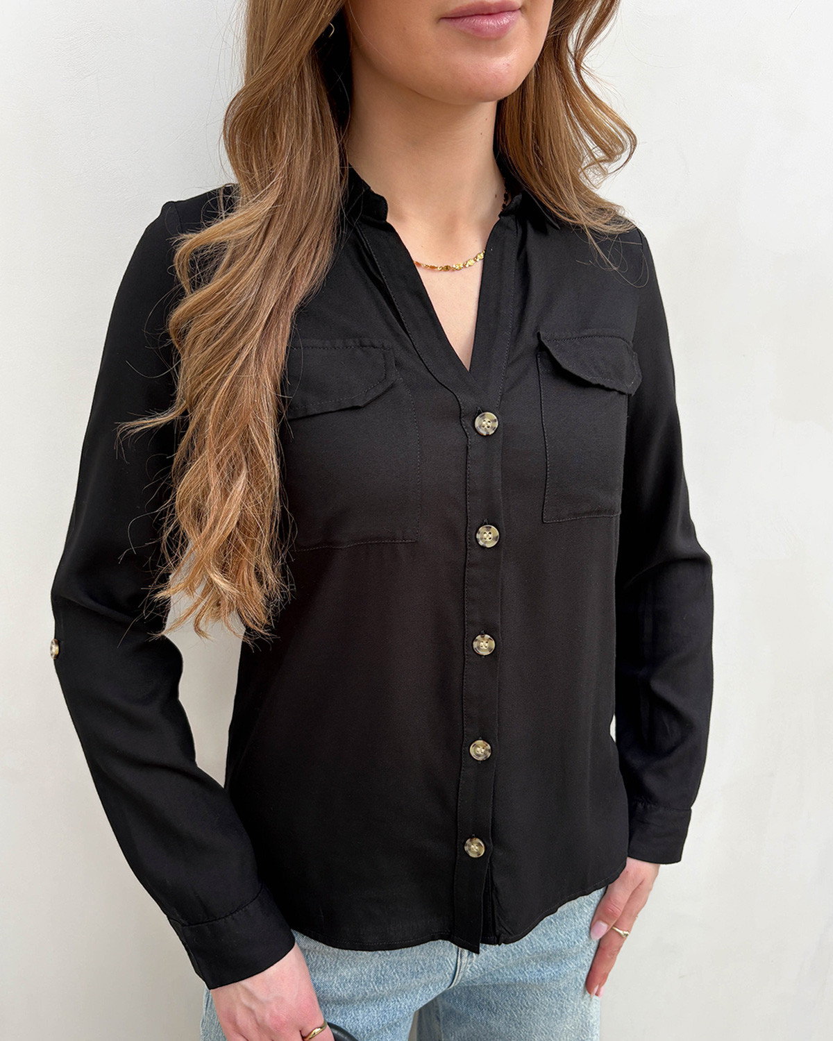 Vero Moda Vmbumpy Black L/S Shirt New - XS - Sort