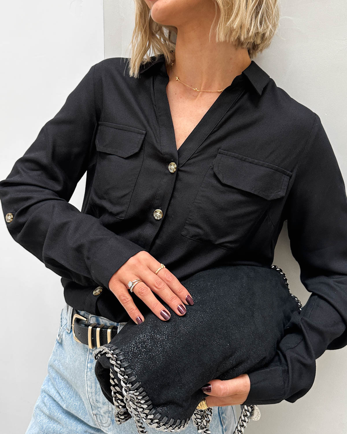 Vero Moda Vmbumpy Black L/S Shirt New - M - Sort