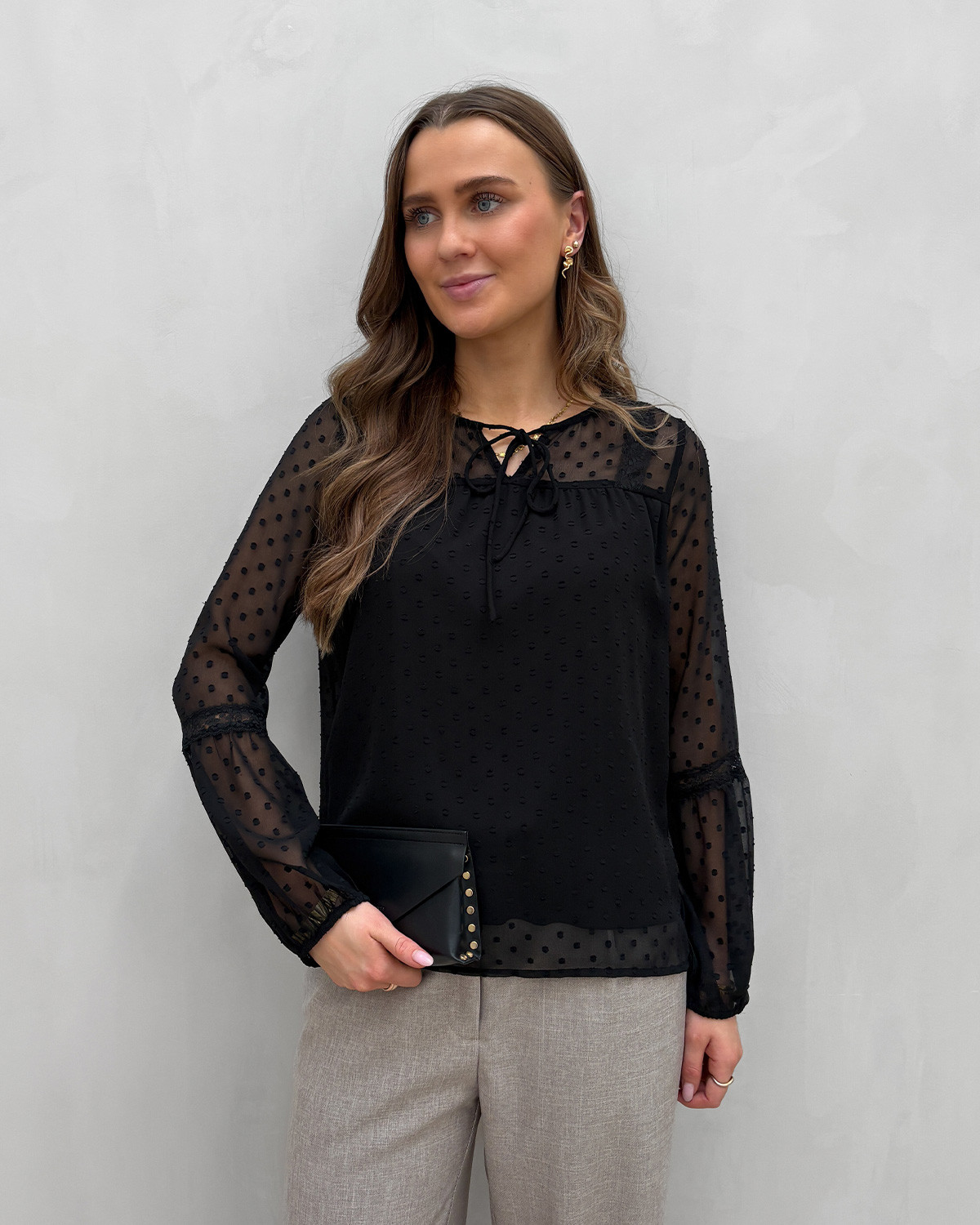 VILA Viedee Black L/S Top - 42 - Sort